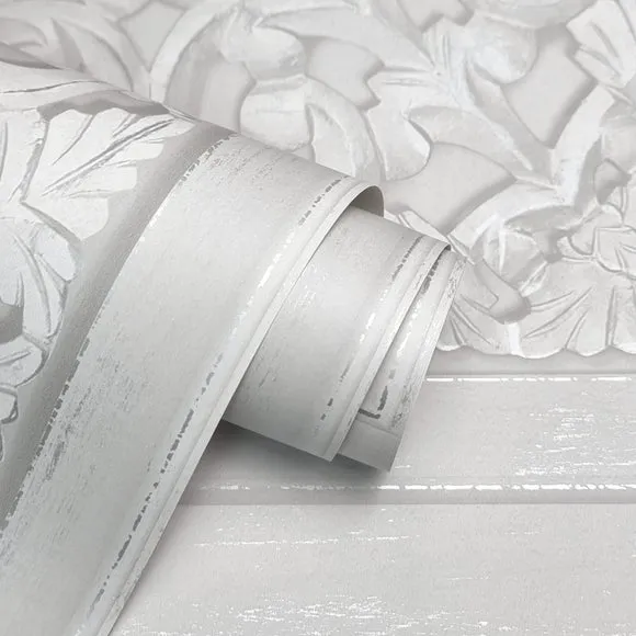 Carved Panel Wallpaper - White alternate view