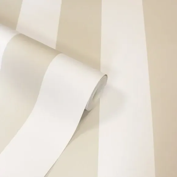 Striped Wallpaper with Matte Finish - Natural alternate view