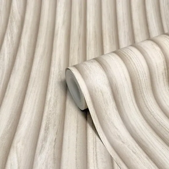Fluted Wood Wallpaper - Ash alternate view