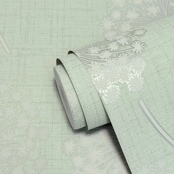 Grace Allium Floral Wallpaper - Green, Vinyl alternate view