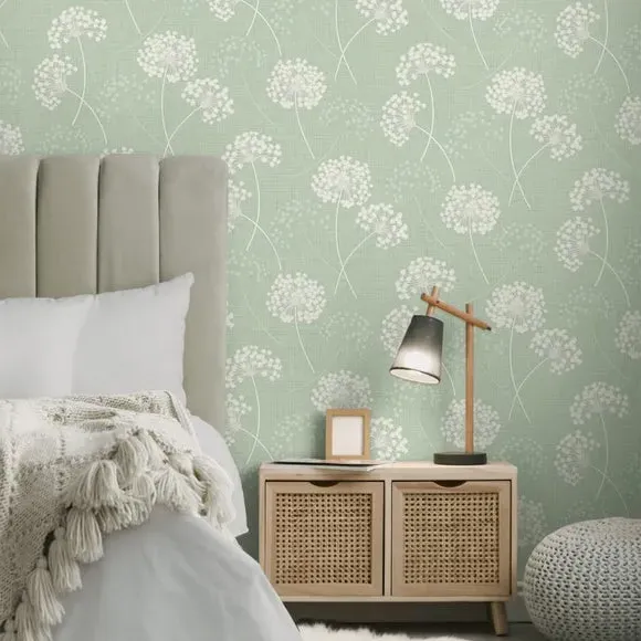 Grace Allium Floral Wallpaper - Green, Vinyl product