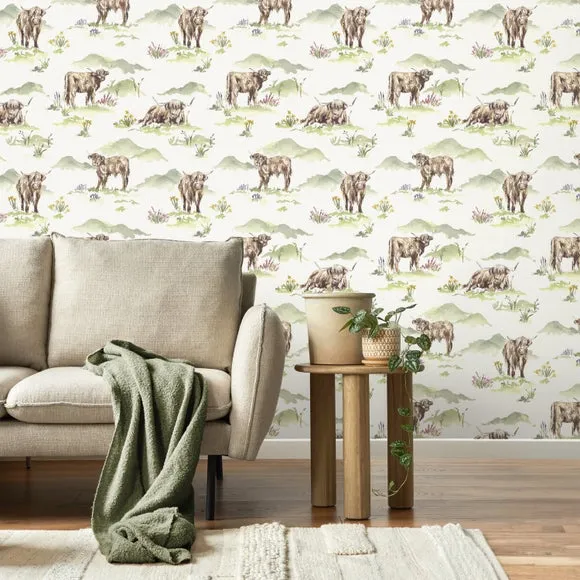 Highland Cow Wallpaper - Sage product
