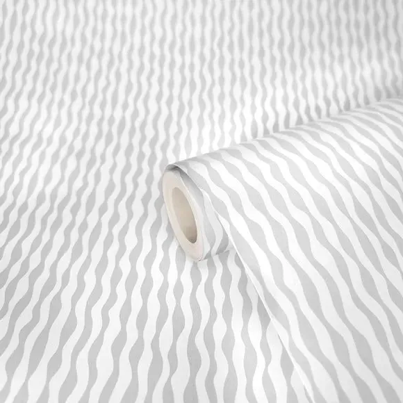 Squiggle Wallpaper - Light Grey alternate view