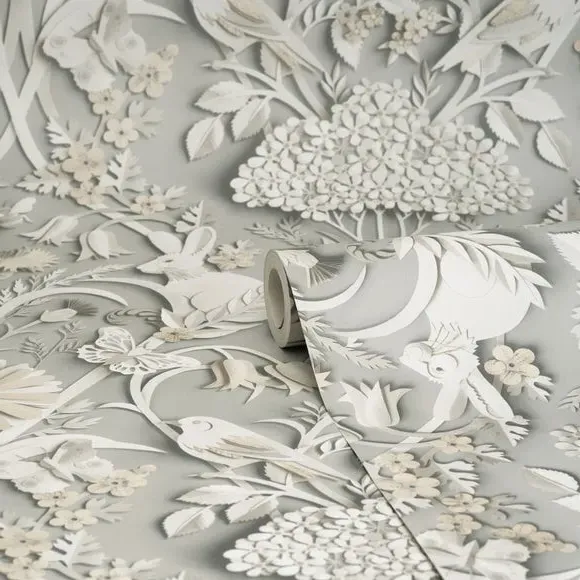 Woodland 3D Effect Wallpaper - Grey alternate view
