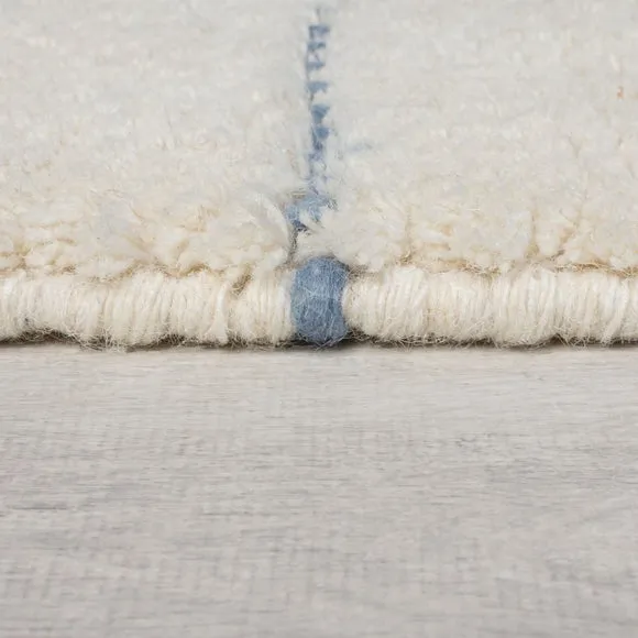 Geometric Wool Rug with Loop Design - Blue, Wool by Dunelm, image 3