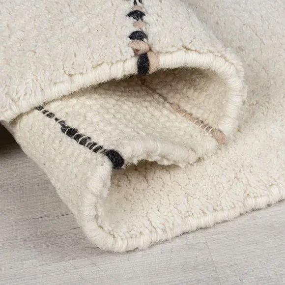 Linear Wool Rug with Loop Design - Black, Wool by Dunelm, image 4