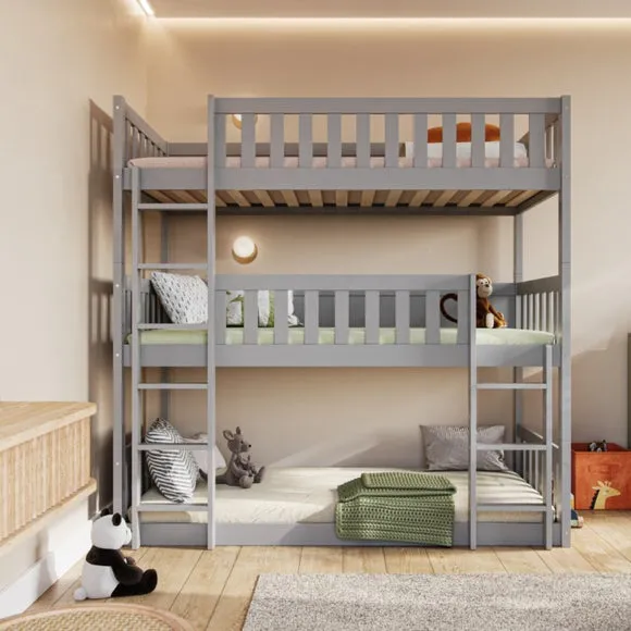 Bea Triple High Bunk Bed Frame - Grey, Pine alternate view