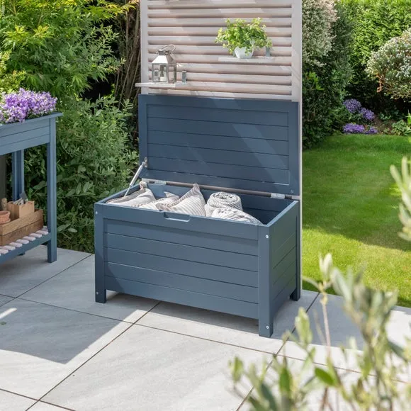 Garden Storage Bench with Compartment - Blue, Eucalyptus alternate view