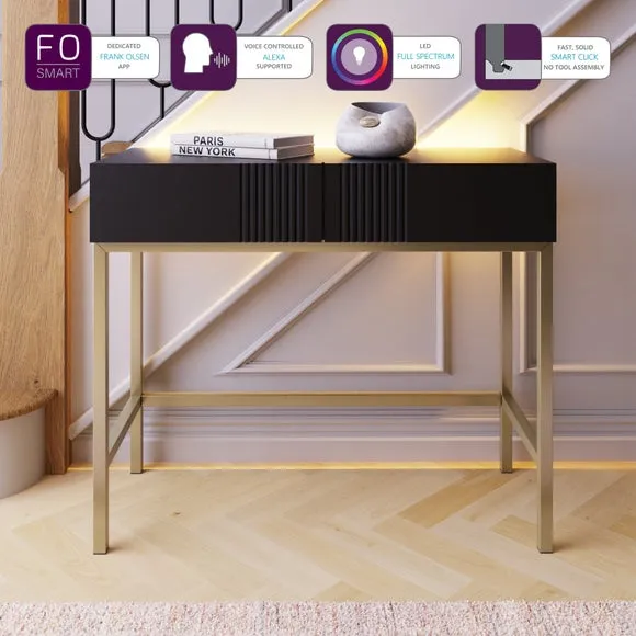 Iona Console Table with Drawers - Black, Brushed Nickel alternate view