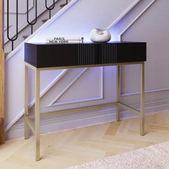 Iona Console Table with Drawers - Black, Brushed Nickel product