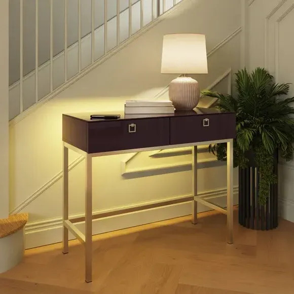 Lyra Console Table with LED Lighting - Midnight Purple, High Gloss product