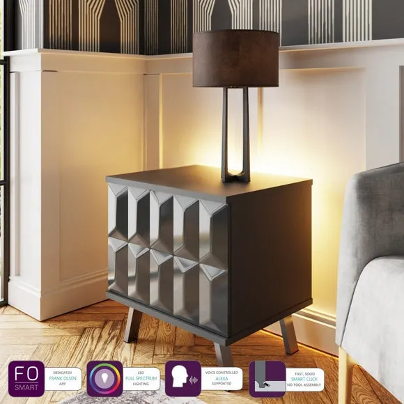 Elevate 1 Door Lamp Table with LED Lighting - Grey alternate view