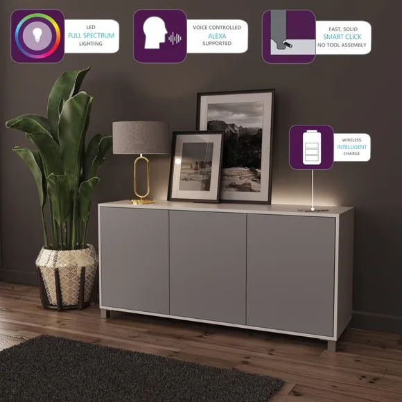 Smart Sideboard with LED Lighting - White alternate view