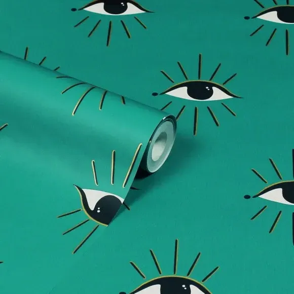 Theia Abstract Eyes Wallpaper - Jade alternate view