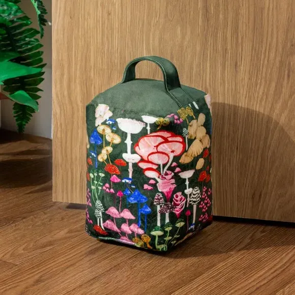 Amanita Mushroom Doorstop - Green, Velvet product