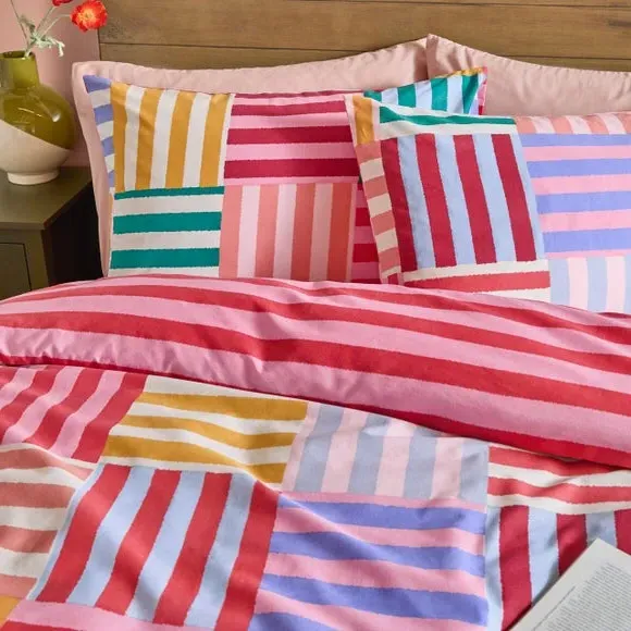Ana Stripe Duvet Cover & Pillowcase Set - Multicolor, Polycotton alternate view