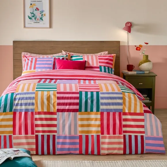 Ana Stripe Duvet Cover & Pillowcase Set - Multicolor, Polycotton product