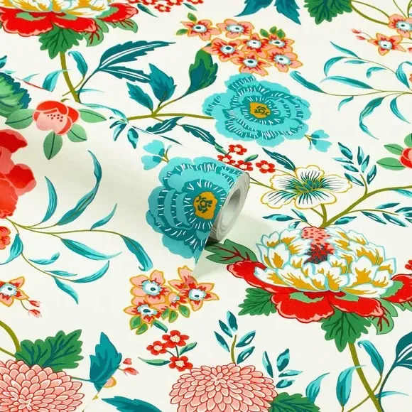 Azalea Floral Wallpaper - White alternate view