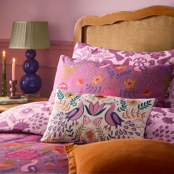 Broderie Reversible Duvet Cover and Pillowcase Set - Purple alternate view
