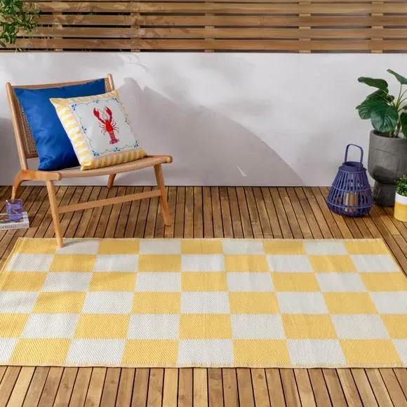 Checkerboard Indoor Outdoor Rug - Yellow, Polypropylene product