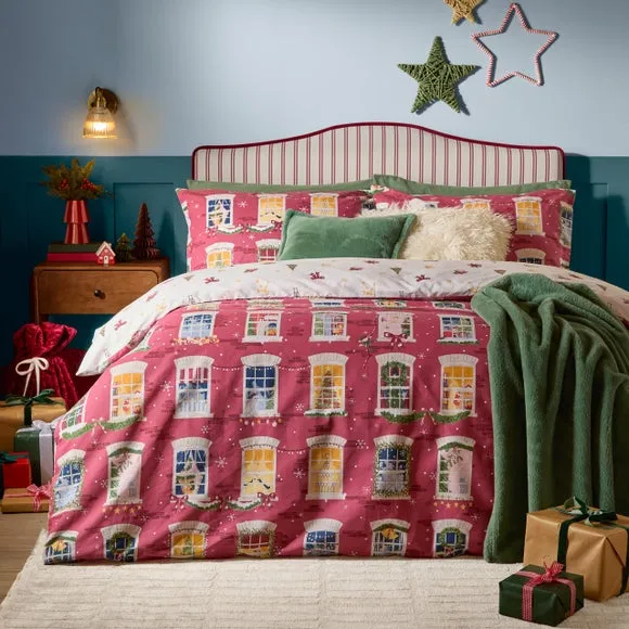 Christmas Eve Duvet Cover & Pillowcase Set - Cranberry, Polycotton product