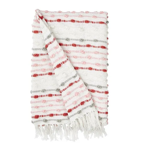 Dhadit Throw Blanket with Tassels - Grey, Cotton alternate view