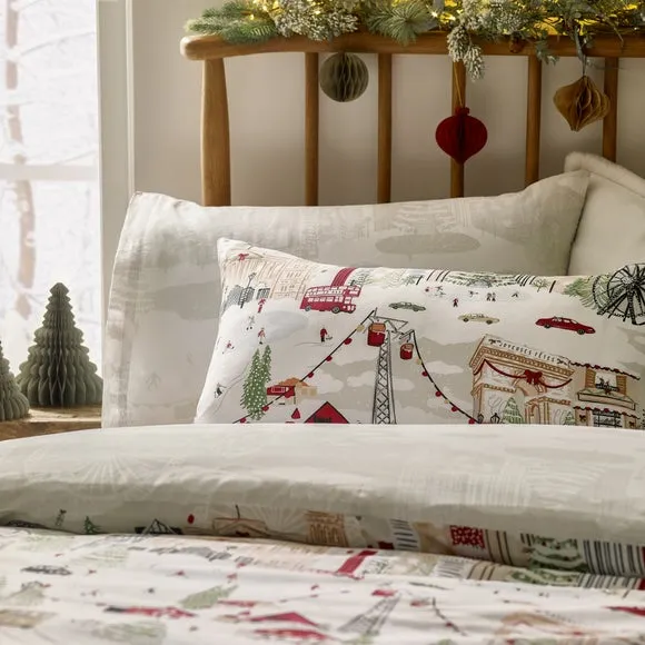 Joy To All Duvet Cover and Pillowcase Set - White, Polycotton alternate view