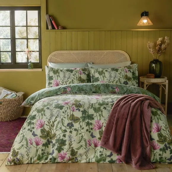 Mystic Berry Duvet Cover and Pillowcase Set - Green, Polycotton product