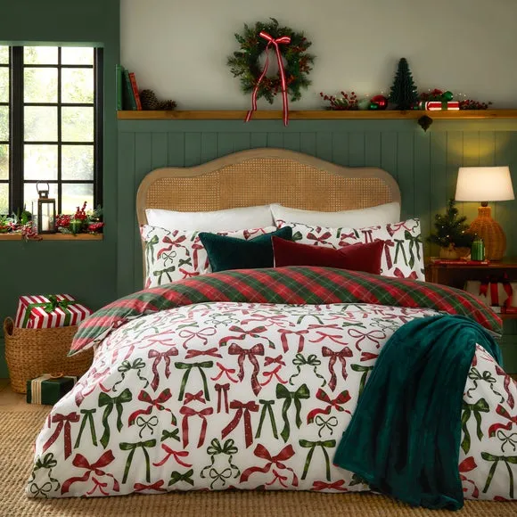 Nathalie Bows Duvet Cover and Pillowcase Set - Red, Polycotton product