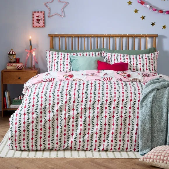 Passport To The North Pole Duvet Cover & Pillowcase Set - Pink, Polycotton alternate view