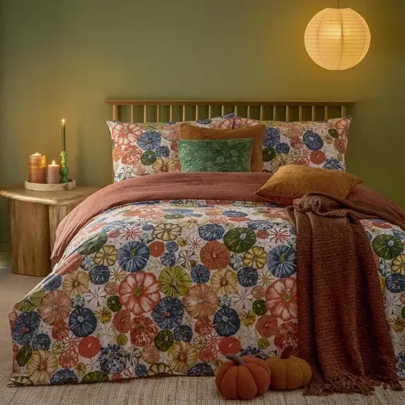Picking Patch Reversible Duvet Cover and Pillowcase Set - Pecan Brown product