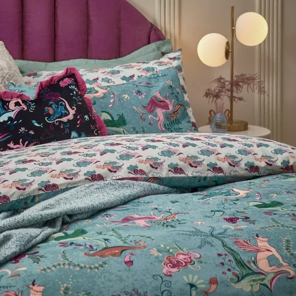 Athena Reversible Duvet Cover Set - Blue, Cotton alternate view