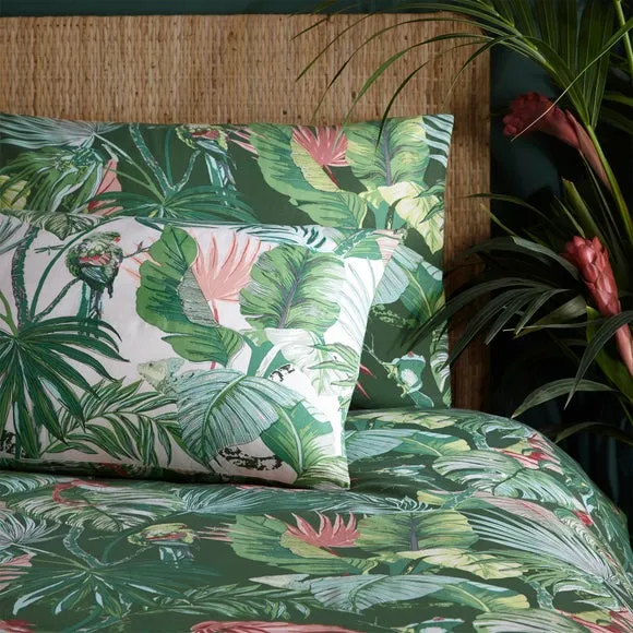 Amazonia Floral Reversible Duvet Cover Set - Jade Green, Polycotton alternate view