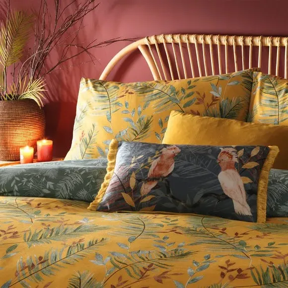 Riva Mazari Duvet Cover and Pillowcase Set - Mustard, Polycotton alternate view