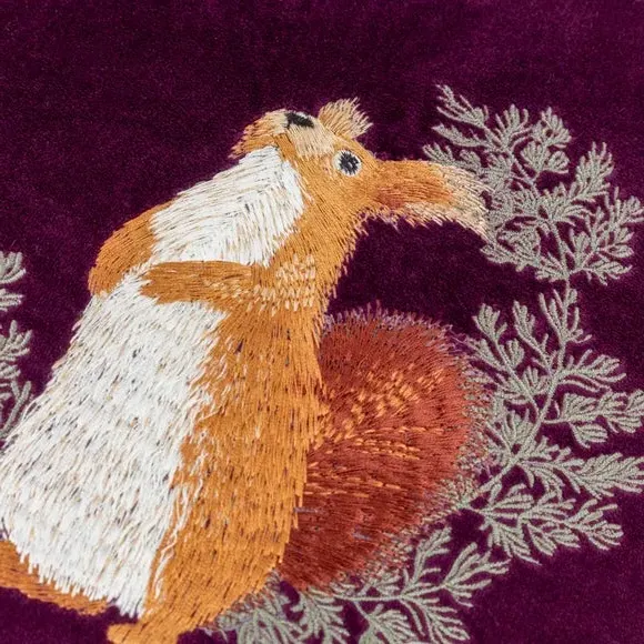 Pineberry Forest Piped Square Cushion - Plum, Velvet alternate view
