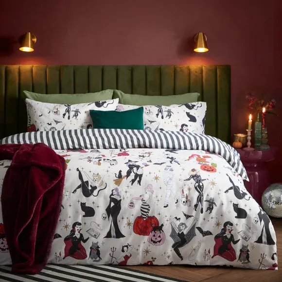 Trick Or Treat Duvet Cover & Pillowcase Set - Monochrome, Polycotton product