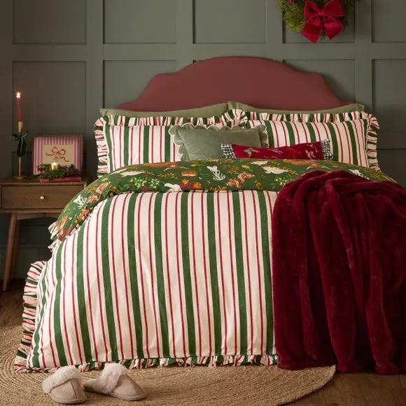 Twelve Days Frill Duvet Cover & Pillowcase Set - Green, Polycotton alternate view