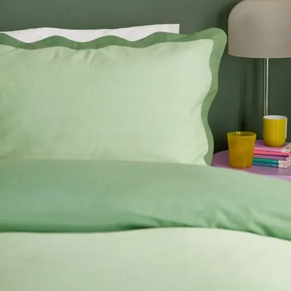 Wigglescallop Duvet Cover & Pillowcase Set - Green, Polycotton alternate view