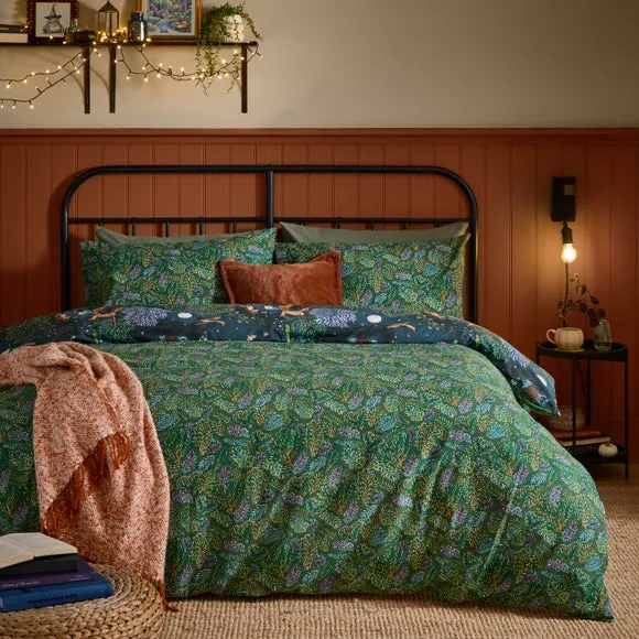 Woodland Rituals Duvet Cover & Pillowcase Set - Navy Blue, Polycotton alternate view