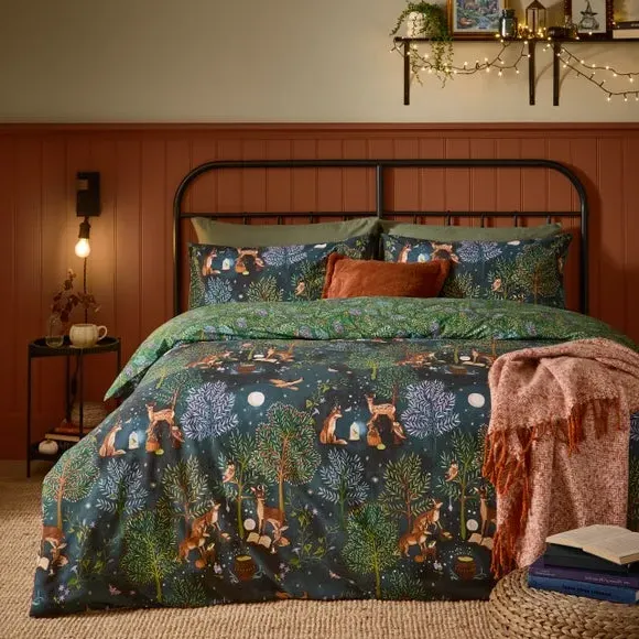 Woodland Rituals Duvet Cover & Pillowcase Set - Navy Blue, Polycotton product