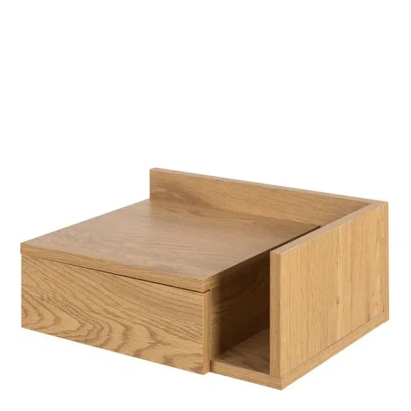 Ashlan 1 Drawer Wall Mounted Bedside Table - Oak alternate view