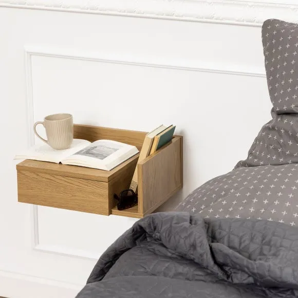 Ashlan 1 Drawer Wall Mounted Bedside Table - Oak product