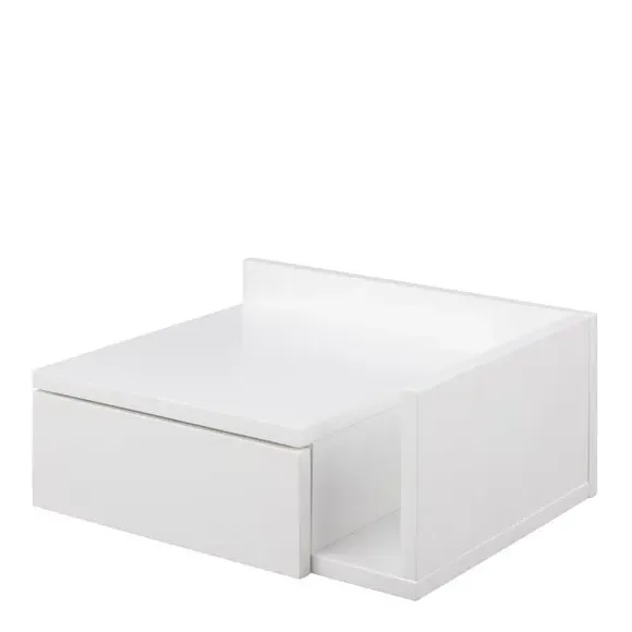 Avignon Wall Mounted Bedside Table with Drawer & Shelf - White alternate view