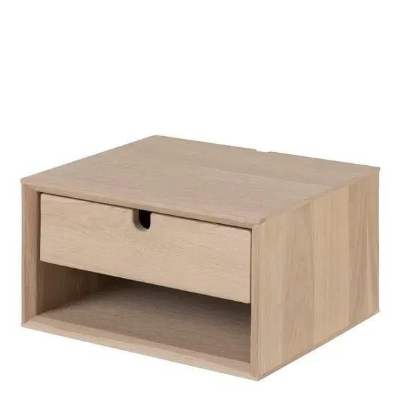 Century 1 Drawer Wall Mounted Bedside Table - Oak alternate view