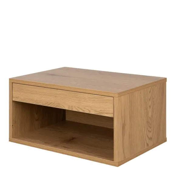 Cholet Square Wall Mounted Bedside Table with Drawer - Oak alternate view