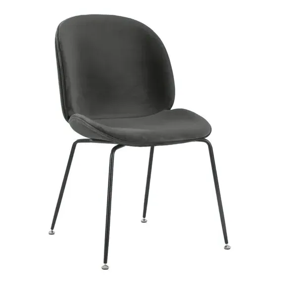 Dining Chair with Metal Legs - Dark Grey, Velvet alternate view