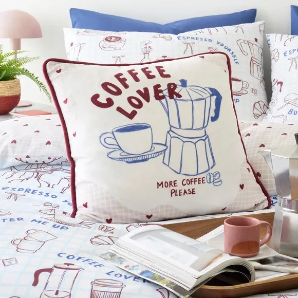 Coffee Club Square Cushion - Blue, Velvet product