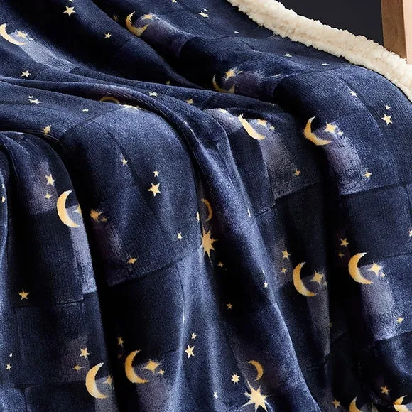 Cosmic Star Throw Blanket - Navy Blue, Fleece alternate view
