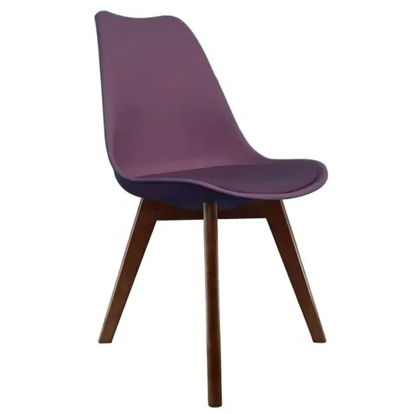 Soho Plastic Dining Chair with Squared Legs - Aubergine Purple alternate view