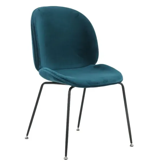 Velvet Dining Chair with Black Metal Legs - Teal alternate view